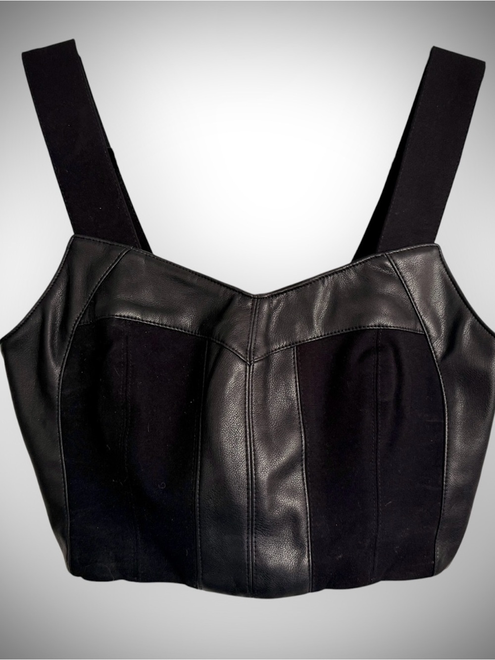 CABI black faux leather crop top camisole  XS